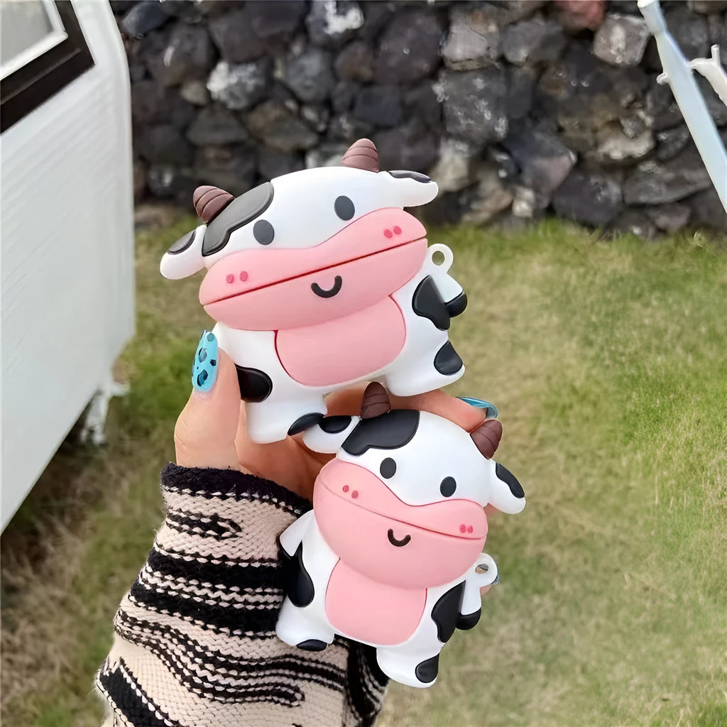 Cute cow cartoon silicone protective case for Apple AirPods charging case