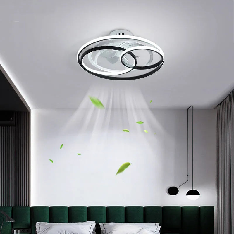 Nordic style 48cm ceiling fan with integrated light in black or gold finish