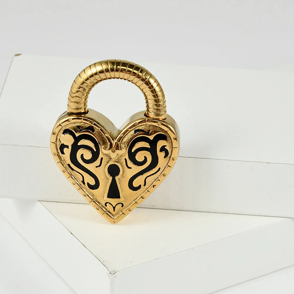 Heart-shaped stainless steel stud earrings with electroplated gold colour finish