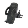 Black plastic car air conditioning vent mobile phone holder mounted on vehicle dashboard