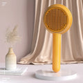 hoopeet pet hair cleaning comb brush with stainless steel needles in yellow, 198x87x46mm
