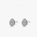 Women's silver water drop ear studs with diamond treatment surface