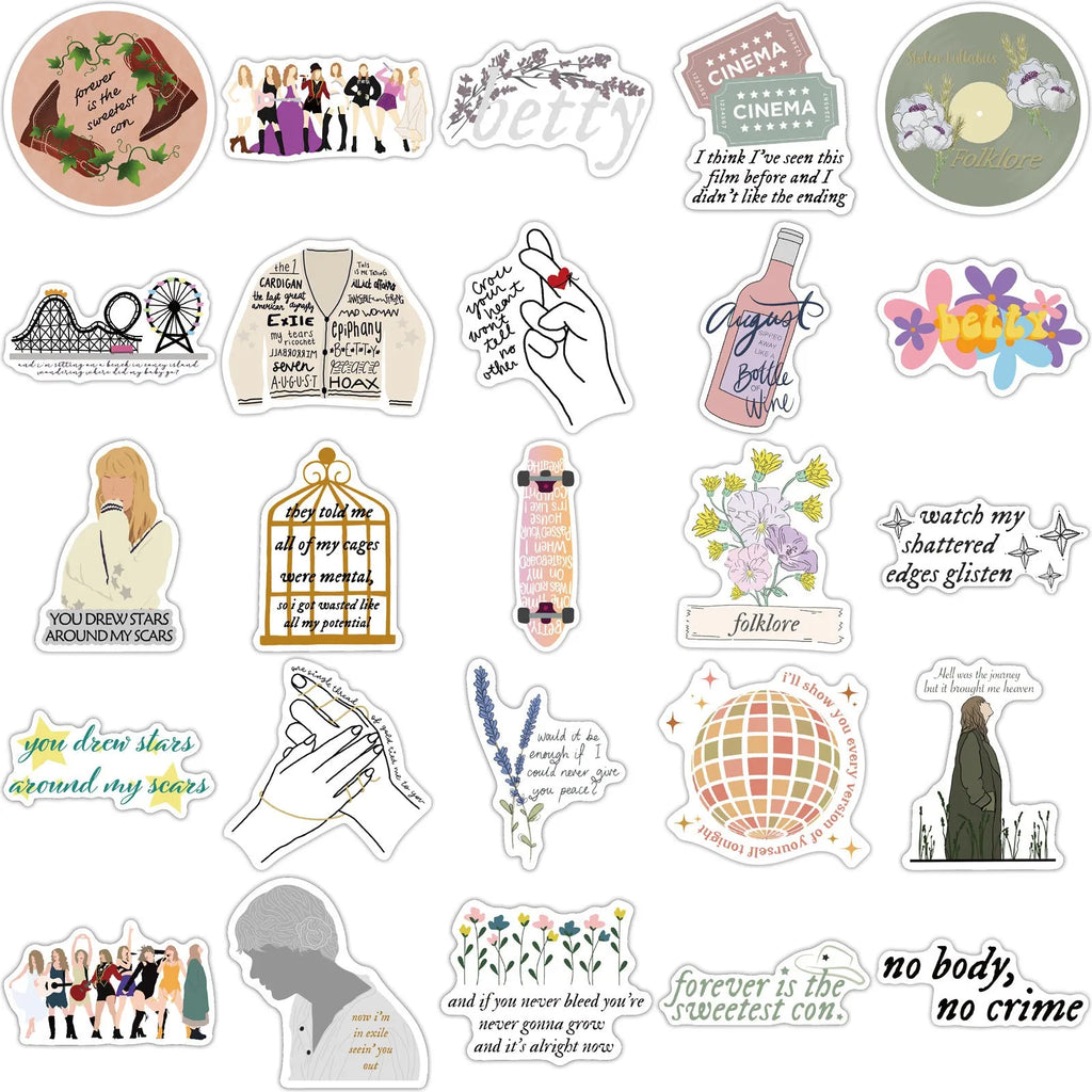 50 sheets of graffiti colour cartoon waterproof adhesive stickers for luggage and notebooks.