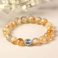 Geometric citrine crystal bracelet with 10mm beads in unisex affordable luxury style