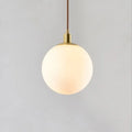 Milk white spherical glass ceiling lamp with copper fitting on ceiling, Nordic style, 15-30cm diameter options