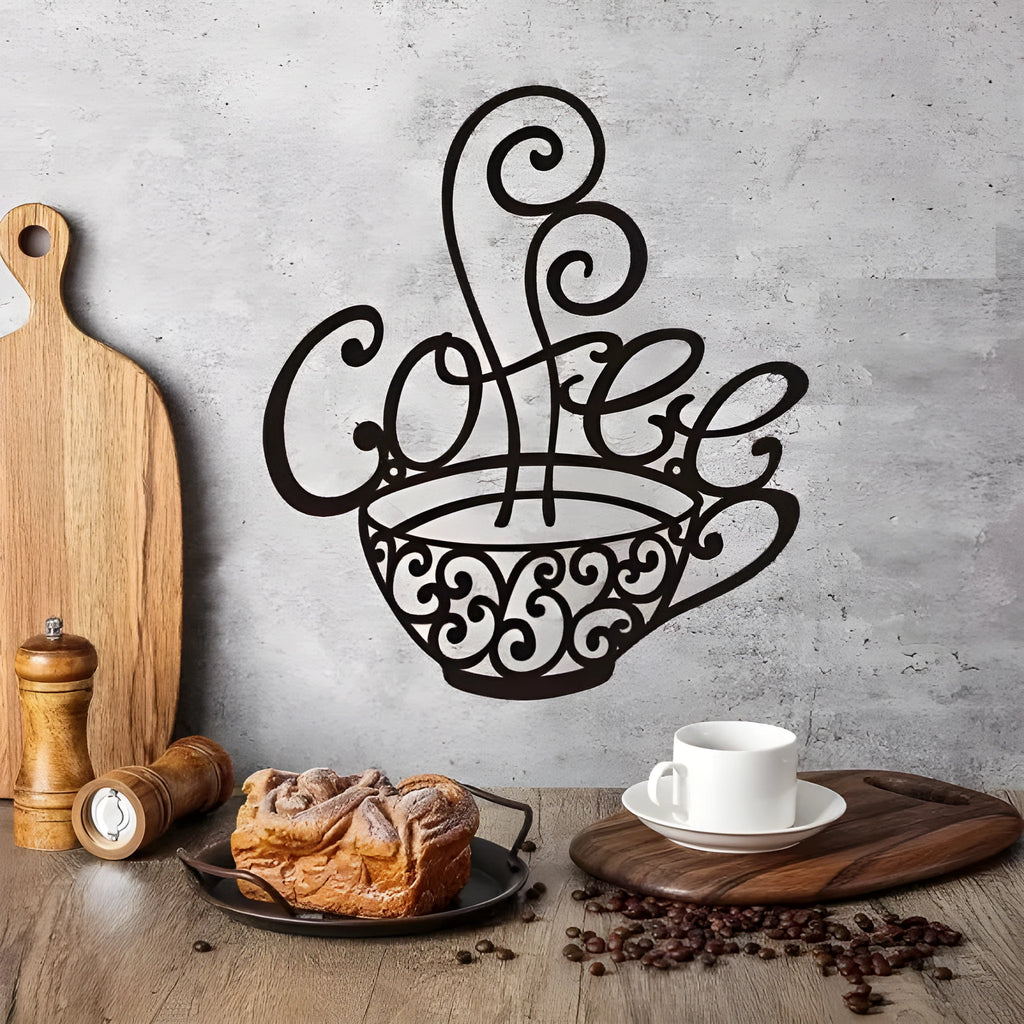 Black iron wall decoration with English letters silhouette background, 26x28cm modern craft