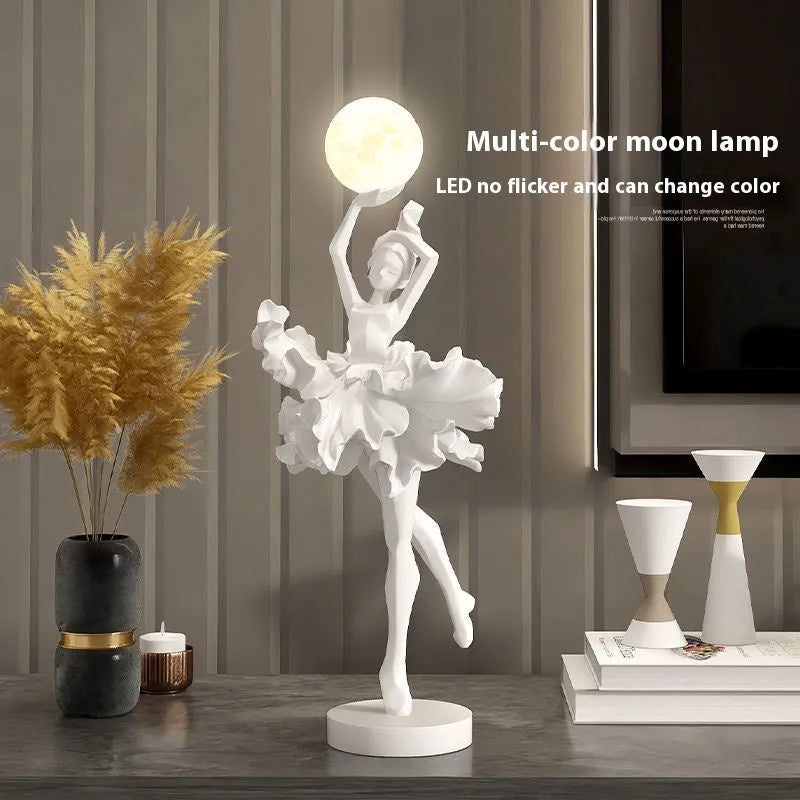 Art Girl Atmosphere small USB night lamp in Black Gold, White, Pink, and Light Blue colours on a surface.