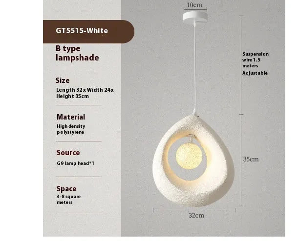 Modern pendant light with 32x35cm milky white lampshade in retro bar chandelier style