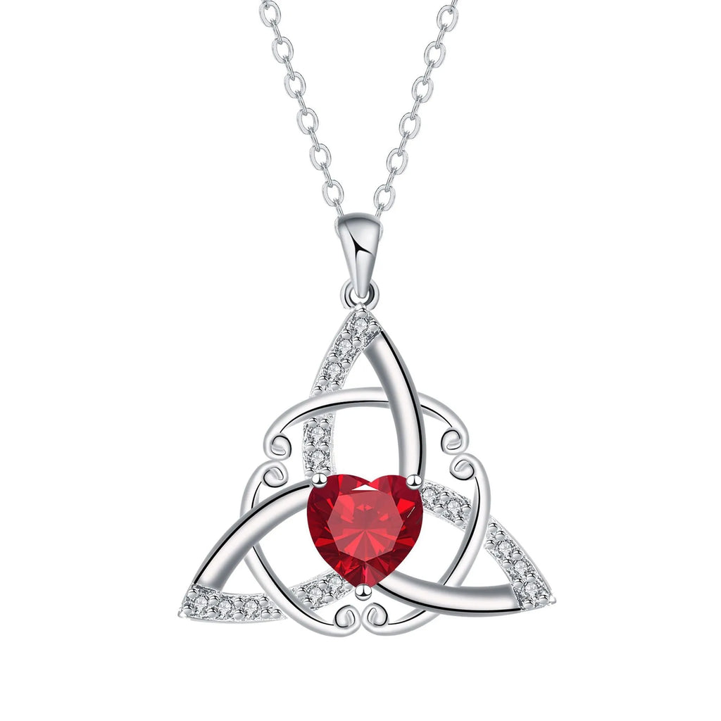 Celtic knot necklace with geometric copper pendant in four colour variations for women