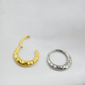 Titanium alloy concave-convex carved nose ring in gold or silver colour with 1.2mm thickness