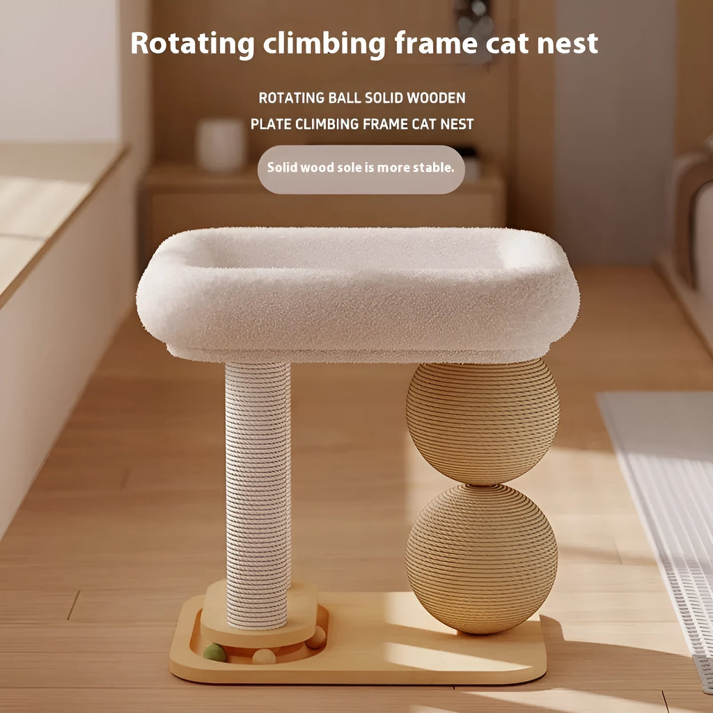 Pine wood cat nest showing chamfer and sisal style variations