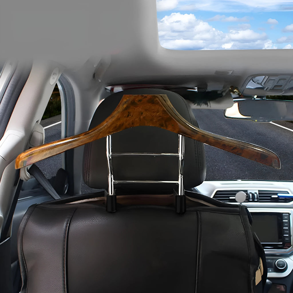 Wood yellow stainless steel car mounted clothes hanger with detachable design
