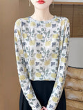 Round neck Tencel Cotton pullover shirt with floral printed design in regular sleeve style
