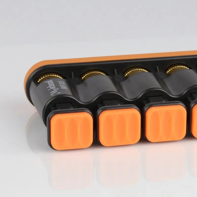 Grey and orange non-slip silicone climbing fingerboard finger trainer for musicians.