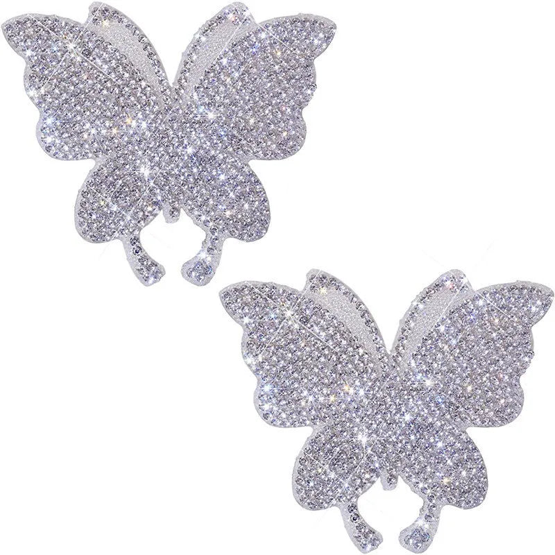 Glass diamond car sticker showing butterfly or bear paw design measuring 7x6cm