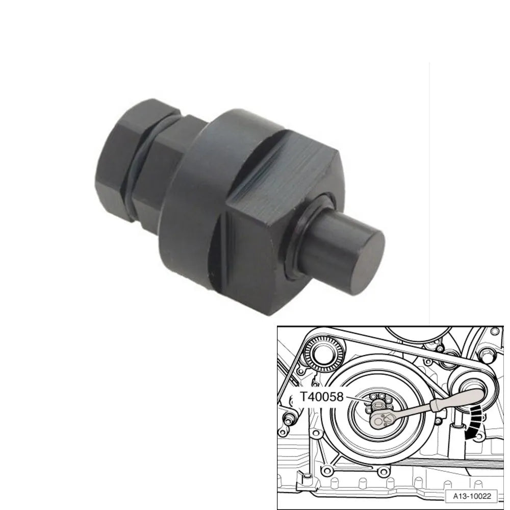 AODI T40058 grey metal crankshaft rotating sleeve timing tool for engine alignment.