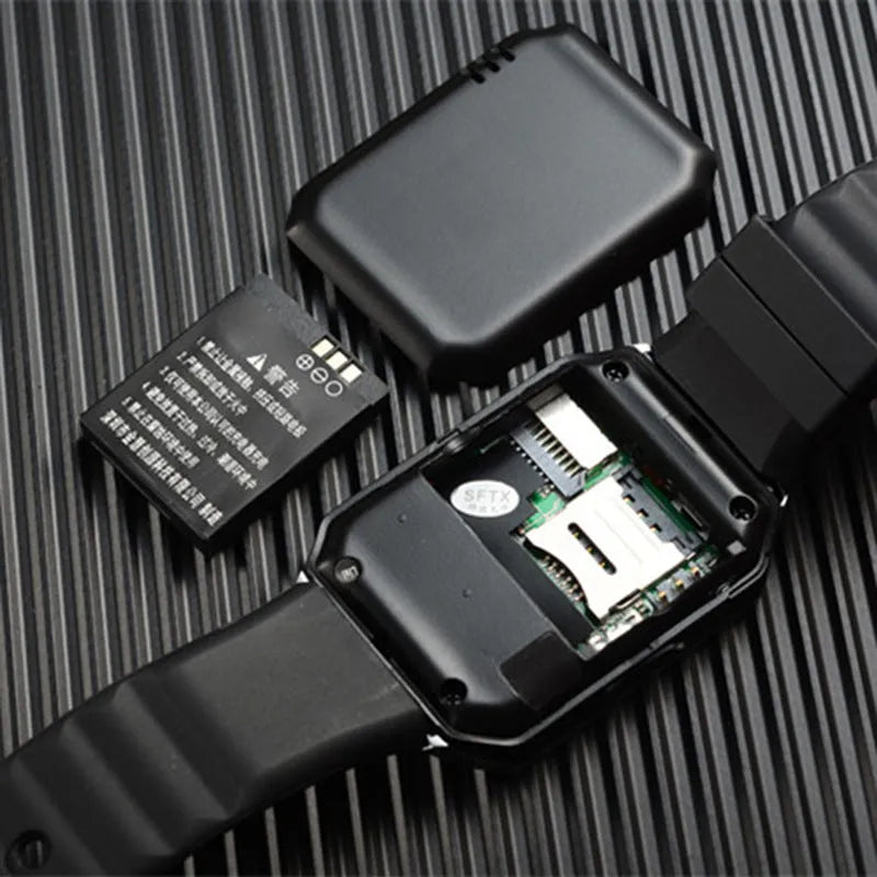 Black Bluetooth smart watch with a 1.44-inch touch screen on an adjustable strap