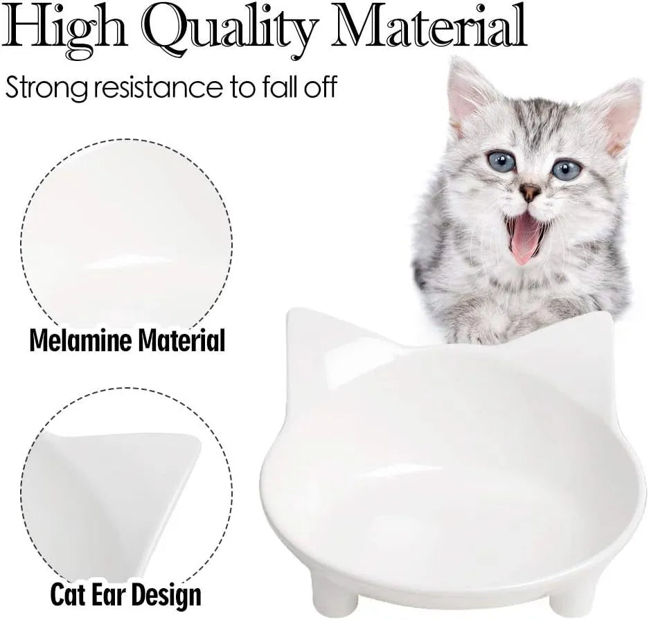 Shallow black melamine cat bowl with non-slip rubber base for whisker fatigue reduction