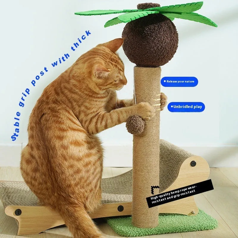 Wooden beach chair design cat climbing frame with scratch board and elevated nest area