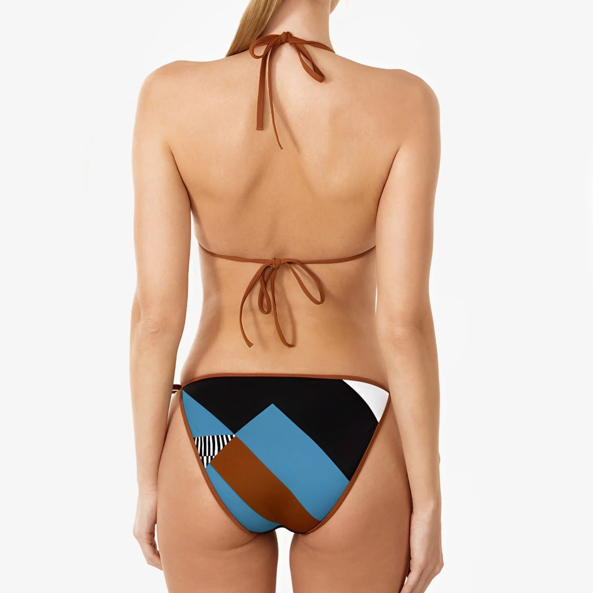 Women's skinny print split swimsuit bikini in picture colour with sleeveless backless design