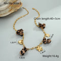 Stainless steel necklace with leopard pendant and love heart flowers design on adjustable chain