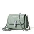 Women's black PU leather chain shoulder bag with phone compartment and crossbody strap