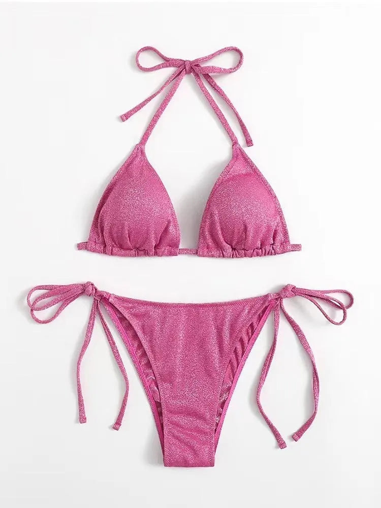 Women's split bandage bikini swimsuit in briefs style with colour options