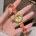 Women's quartz watch with 25mm round dial in milky white, dark green, purple, light green, cherry pink, or orange pink