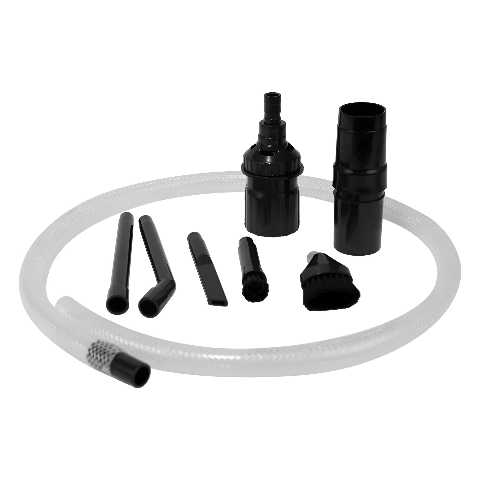 Eight-piece vacuum cleaner accessory set with small suction head for spaces under 10 square metres