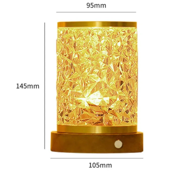 Rotating water ripple night light on solid wood base with USB port and touch controls