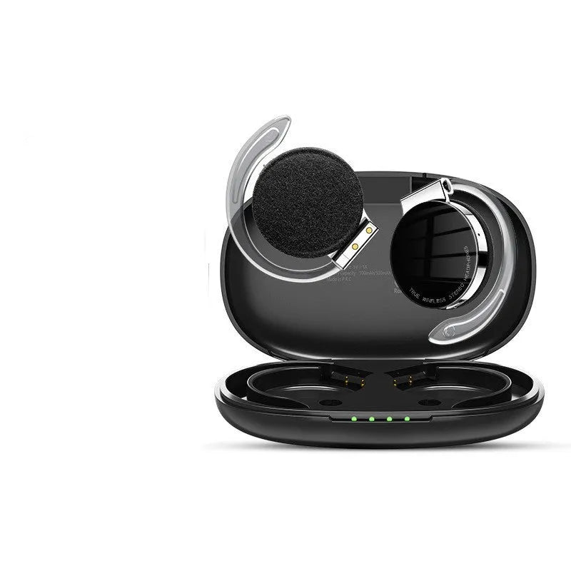Black and white sports wireless Bluetooth earphones with in-ear design.