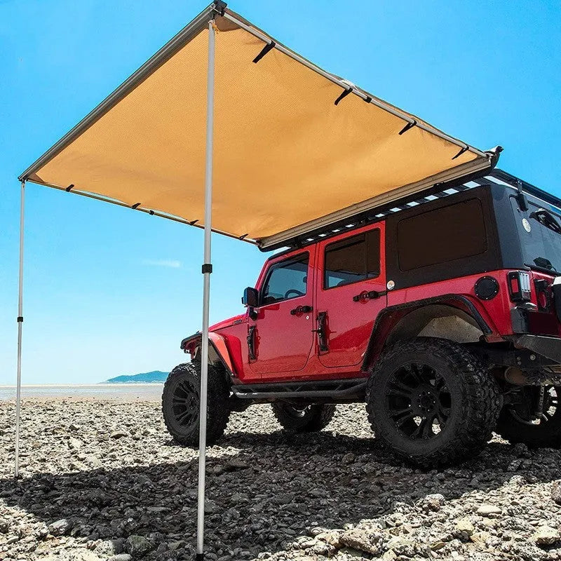 Black glue waterproof camping tent with aluminium alloy poles on outdoor ground