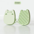 Blue sponge silicone pet comb brush with dual soft and hard bristles for cat and dog grooming.