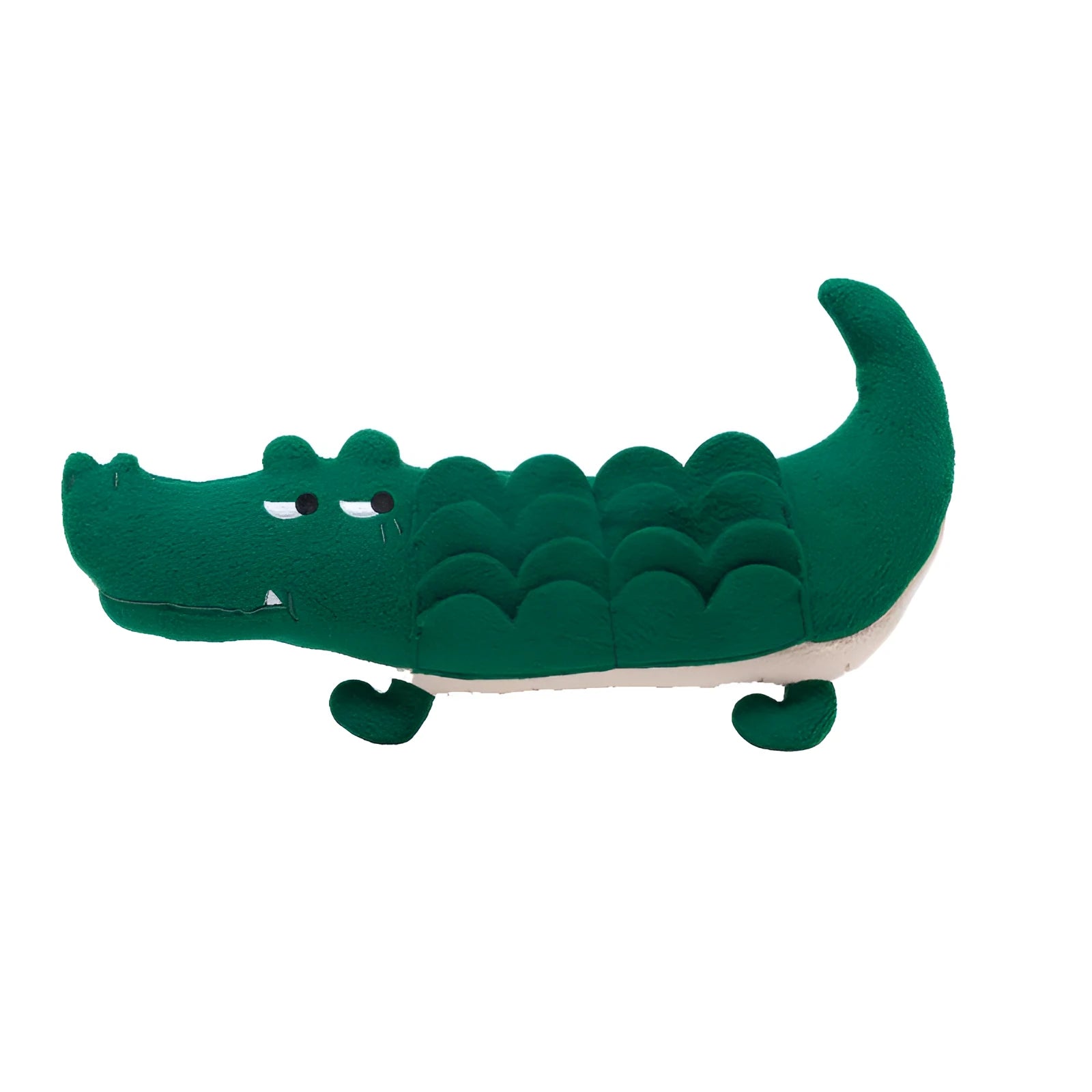 Green plush toy dog interactive pet companion measuring 35cm by 18cm