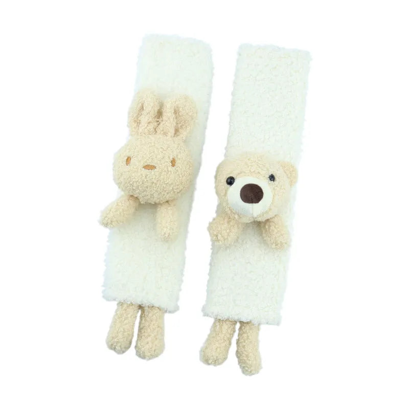 Cartoon lamb wool car seatbelt shoulder protector in rabbit and bear designs