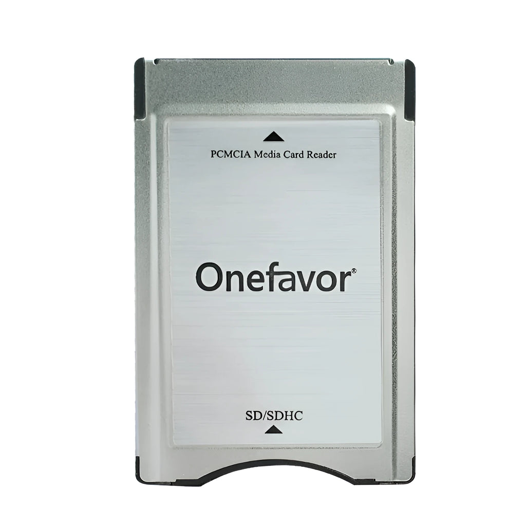 Stainless steel SD to PCMCIA adapter card with 32GB SD card for Mercedes-Benz vehicles.