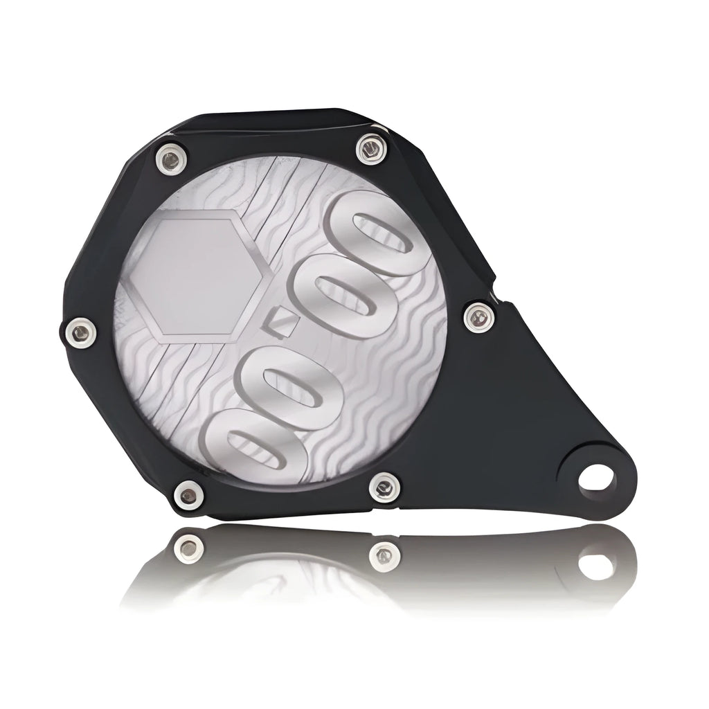 Black carbon fibre pattern motorcycle fuel cap seal with anti-theft hex screw