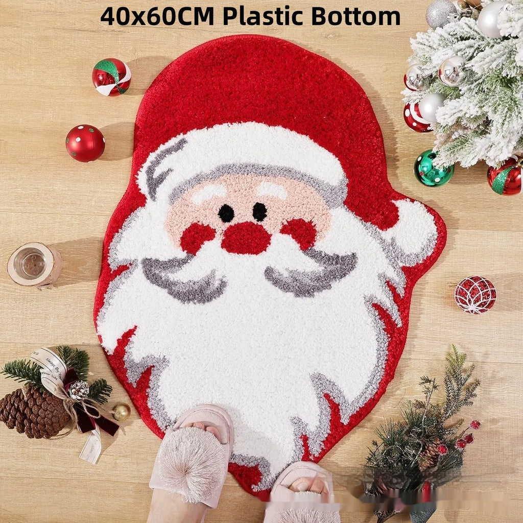 Christmas-themed cashmere hallway mat with abstract printed design and TPR backing in 50x80cm size