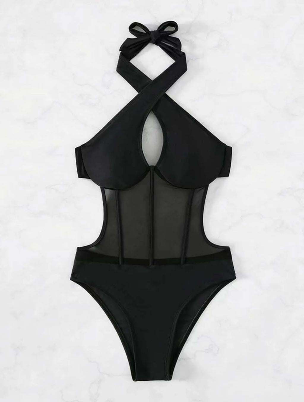 Ladies one-piece swimsuit bikini in nylon and spandex fabric available in three colours