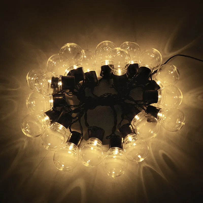 10 metre solar festival string lights with 40 LED bulbs in retro style for outdoor tent decoration