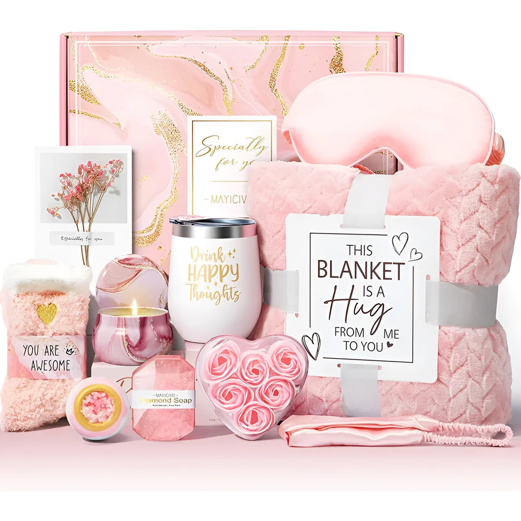 Aromatherapy candle soap bath gift set in modern plastic packaging for birthdays
