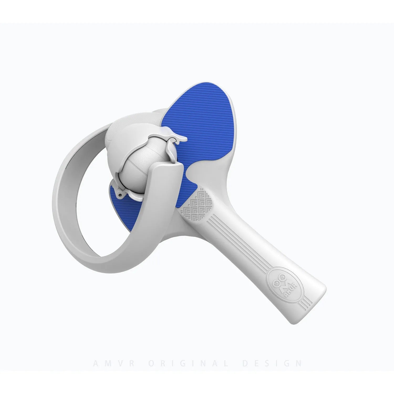 Red and blue PICO 4 VR controller table tennis hand grip accessory showing plastic silicone construction