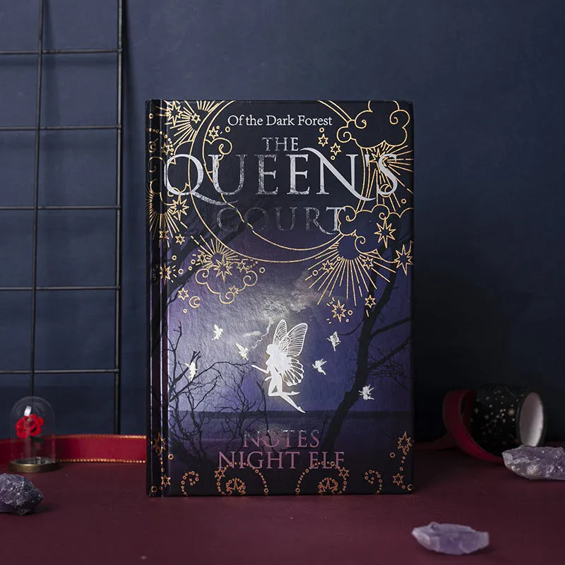 Blue and purple A5 hardcover luminous notebooks open to show full-colour illustrated pages