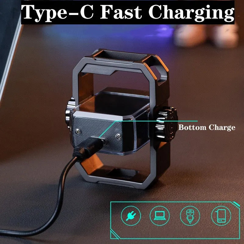 Blue double arc electric lighter with mechanical gyroscope decompression feature and Type-C charging port