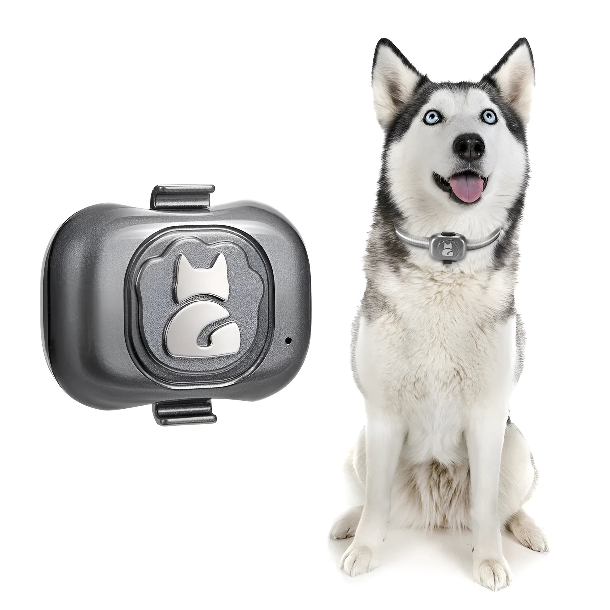 Black GF-07 pet GPS tracker and locator device with hanging rope.