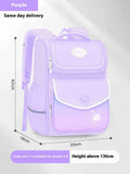 Girls' primary school backpack in Oxford cloth with burden alleviation design, shown in pink colour variant