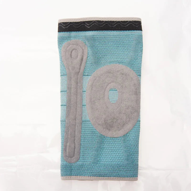 Sky blue silicone knee pad for sports on a neutral background