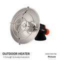 Portable outdoor heating stove with black and orange finish and automatic press ignition