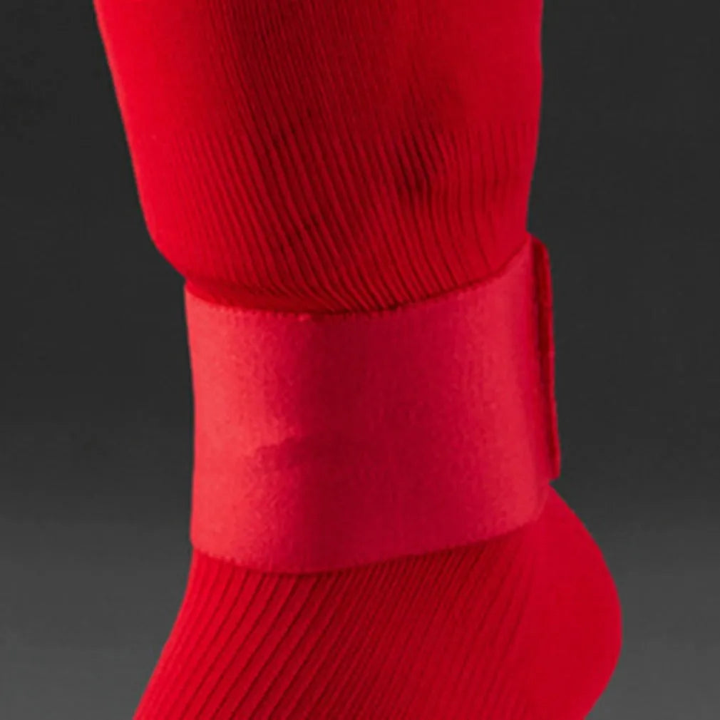Rubber football shin guard magic tape belt in four colours for sports protection