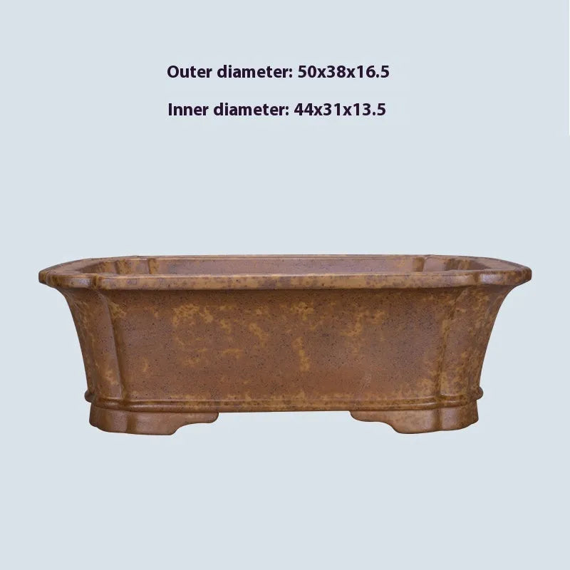 Large rectangular purple sand mud flowerpot with geometric angles for floor-standing home gardening